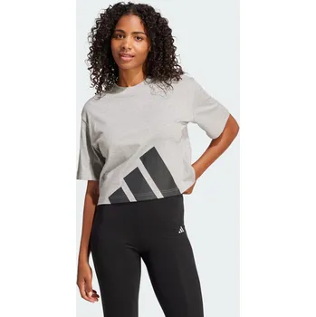 ADIDAS Tričko Essentials Big Logo Boyfriend XS ČERNÁ|ŠEDÁ