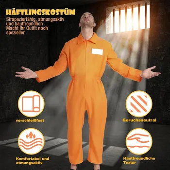 Karnevalový kostým KOSTÝM VĚZNĚ KOMBINEZA KOSTÝM VĚZEŇSKÝ KOSTÝM VĚZEŇ KOSTÝM HALLOWEEN L