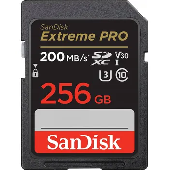 Paměťová karta SanDisk SDXC 256GB Extreme Pro 200/140 MB/s V30 UHS-I U3