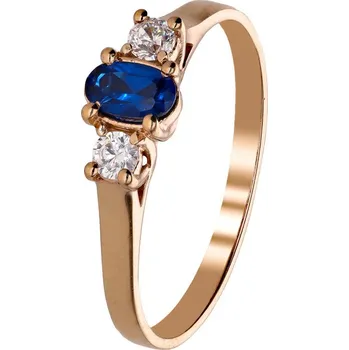 Prsten Zlaton Prsten růžové zlato se zirkony a modrým kamenem vel.54 1.9g 000441607240
