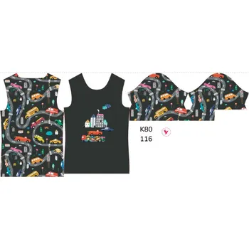 Panel na dětské funkční tričko s krátkým rukávem 116 barevná auta