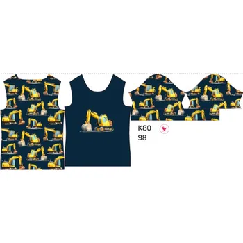 Panel na dětské funkční tričko s krátkým rukávem 98 bagry tmavě modré