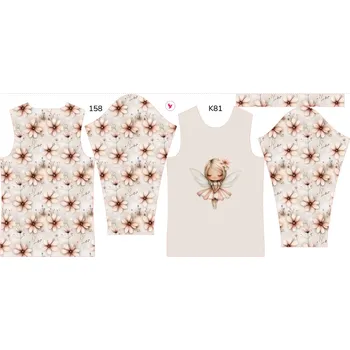 Panel na dětské termo tričko s dlouhým rukávem 158 květinová víla