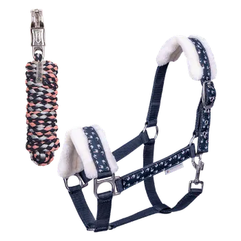 Vybavení pro koně Set ohlávky s vodítkem Lucky Waldhausen,tmavě modrá, Shetty