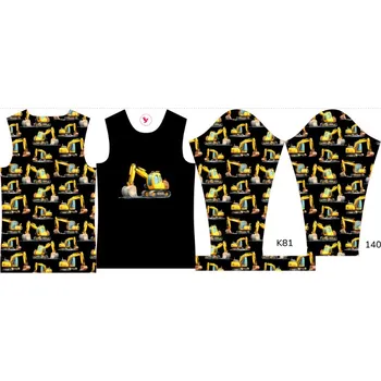 Panel na dětské termo tričko s dlouhým rukávem 140 bagry černé