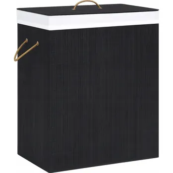 Koš na prádlo Bambusový koš na prádlo černý 52 x 32 x 62,5 cm 100 l s vyjímatelným vakem