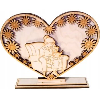 Obraz Figurka Srdce ke Dni babiček s gravírováním | Dřevěná Dekorace z Překližky