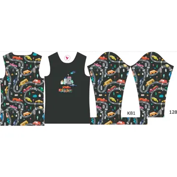 Panel na dětské termo tričko s dlouhým rukávem 128 barevná auta