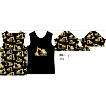 Panel na dětské funkční tričko s krátkým rukávem 122 bagry černé