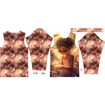 Panel na dětské funkční tričko s dlouhým rukávem 158 víla září