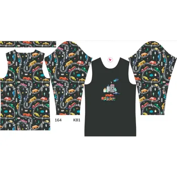 Panel na dětské termo tričko s dlouhým rukávem 164 barevná auta