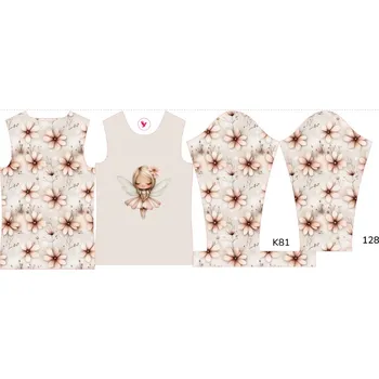 Panel na dětské termo tričko s dlouhým rukávem 128 květinová víla