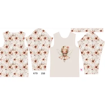 Panel na dětské funkční tričko s dlouhým rukávem 158 květinová víla