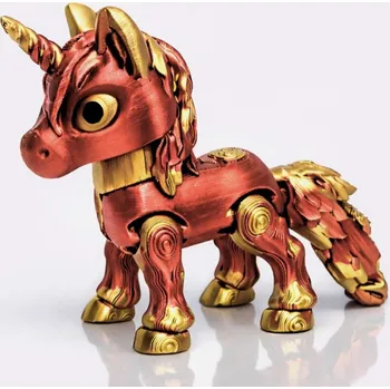 Pohyblivý 3D Jednorožec | Svíčkománie3D | Barva: Červeno-zlatá lesklá