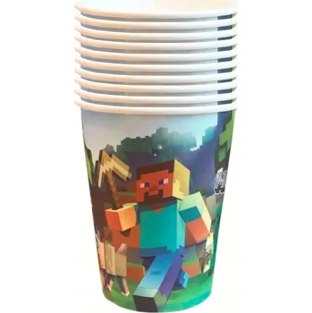 Party nádobí Papírové Kelímky Minecraft – 10 ks, 8,5 cm