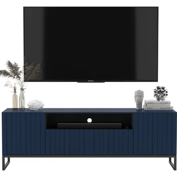 Komoda TV stolek Glamour Tmavě modrý MAT 150 cm Černý rám Loft Moderní Komoda