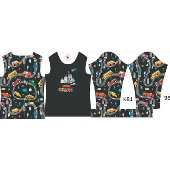 Panel na dětské termo tričko s dlouhým rukávem 98 barevná auta