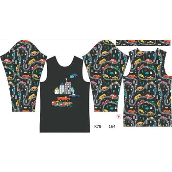 Panel na dětské funkční tričko s dlouhým rukávem 164 barevná auta