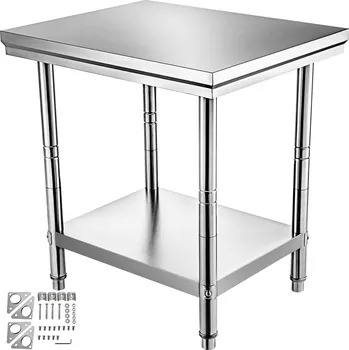 Vevor Pracovní stůl z nerezavějící oceli 60×76×80 cm s policí do kuchyně