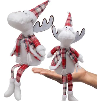 Vánoční dekorace Vánoční sob ČERVENÁ KOSTKA 35+20CM