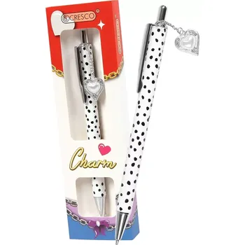 Pero kuličkové CHARM Heart White - modrá náplň