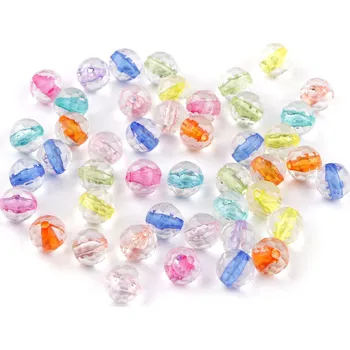 Dětské navlékací korálky Plastové korálky ploškované, tranparentní s barevným průvlekem Ø6 mm, 8 mm