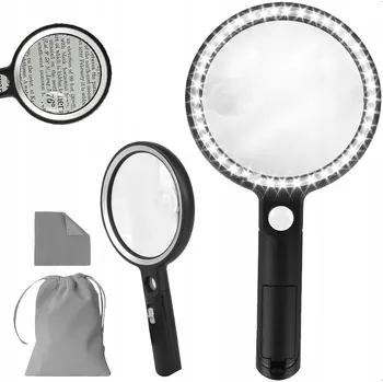 Lupa LUPIČKA SKLO ZVĚTŠOVACÍ PRO ČTENÍ ZVĚTŠENÍ 10x + 20/45x S PODSVÍCENÍM