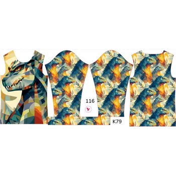 Panel na dětské funkční tričko s dlouhým rukávem 116 geometrická godzila