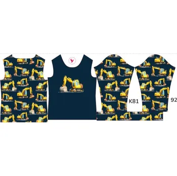 Panel na dětské termo tričko s dlouhým rukávem 92 bagry tmavě modré