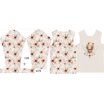 Panel na dětské funkční tričko s dlouhým rukávem 128 květinová víla