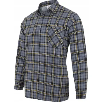 Pánská košile Ležérní flanelová košile JHK šedá 3XL s dlouhým rukávem, bavlněná kostkovaná