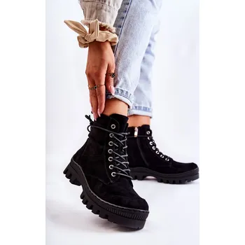 Dámské kozačky Suede Trappers S prošíváním Layden Barva: Černá, Velikost: 38