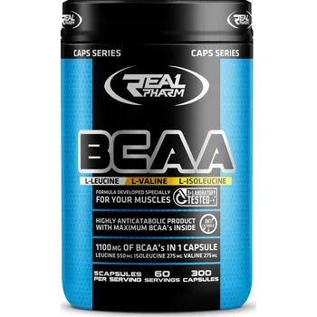 Aminokyselina BCAA Kapsle Real Pharm BCAA 1100mg 300 kapslí Real Pharm 300 g natural