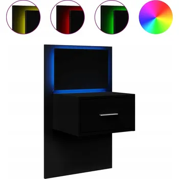 Noční stolek Černý závěsný noční stolek s LED osvětlením 48,5 x 32,5 x 80 cm