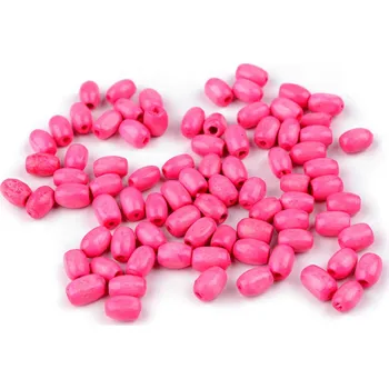 Dětské navlékací korálky Dřevěné korálky oliva 5x8 mm, malé, růžová