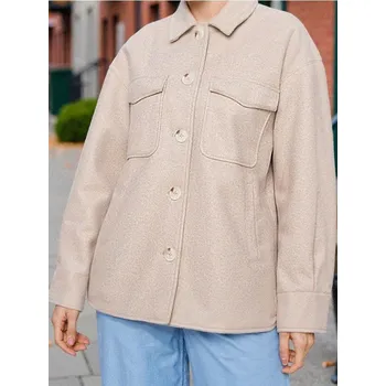 Dámské oblečení Sinsay - Košilová bunda typu shacket - béžová - 558FH-02M - 558FH-02M-XXL