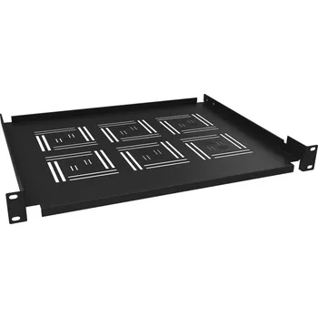 Rozvaděč Solarix Police 19" 1U 350mm ukládací plato BK úchyt na přední lišty UP-03-B