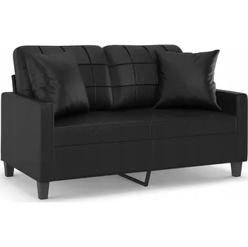 Pohovka Černá dvoumístná pohovka s ozdobnými polštáři, 138 x 77 x 80 cm