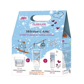 Přípravek na opalování Floslek Winter Care sada: zimní ochranný krém na obličej, 50 ml + zimní opalovací krém na obličej s SPF50+, 30 ml + rtěnka s SPF20, 4 g