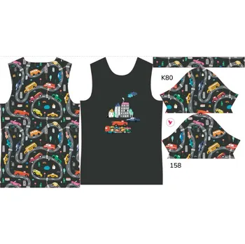 Panel na dětské funkční tričko s krátkým rukávem 158 barevná auta