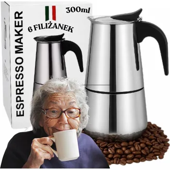 Moka konvice Moka konvička na 6 šálků kávy 300 ml s nerezovým sítkem
