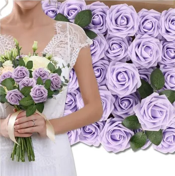 umělá květina Camerazar Sada umělých květin růží 25 ks dekorativní fialové