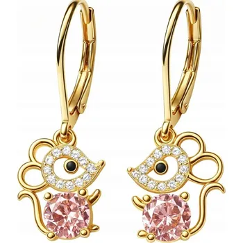 Náušnice Stříbrné náušnice pro děti, pro holčičky, myšky visací, stříbro pozlacené