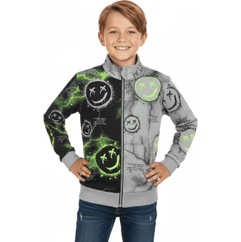 Chlapecká mikina CHLAPECKÁ MIKINA NA ZIP ZATEPLENÁ NOVINKA Barva: Šedá, Velikost: 140