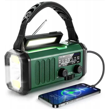 Radiopřijímač 10000mAh solární nouzové rádio s AM/FM, předpovědí počasí, SOS, USB nabíječkou a kompasem