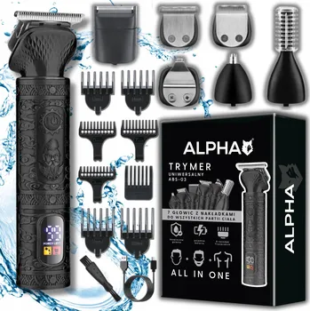Strojek na vlasy Stříhací Strojek Na Vlasy, vousy 7V1 - Holicí Strojek + zastřihovač nosu Alpha
