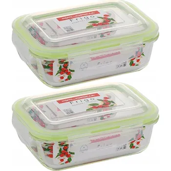 Dóza na potraviny 2x NÁDOBA NA POTRAVINY SKLENĚNÁ 370 ml OBĚDOVÝ BOX ŽÁRUVZDORNÝ SNÍDAŇOVÝ BOX