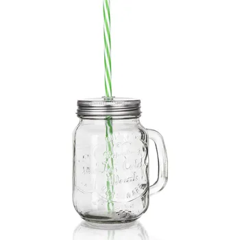 hrnek 450ml MADEIRA, s víčkem a brčkem, sklo/kov/PH