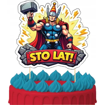 Obraz ZÁPICH DO DORTU Narozeninová Ozdoba na Dort Sto Let THOR AVENGERS POSTAVIČKY