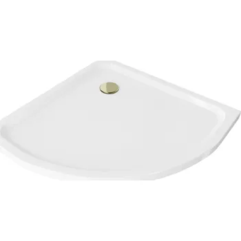 Mexen Flat půlkruhový sprchový kout slim 100 x 100 cm, bílý, syfon zlatý - 41101010G Půlkulaté sprchové vaničky